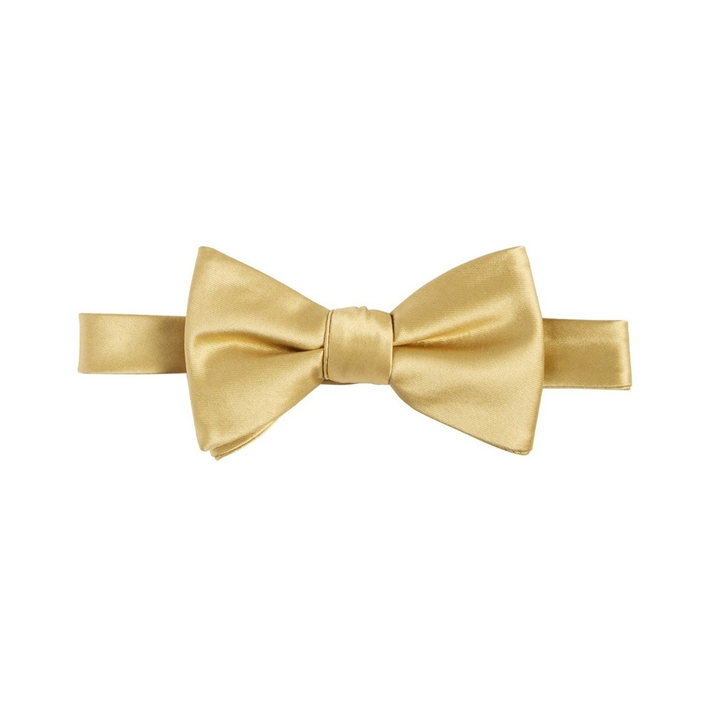 Tayion By Montee Holland Bowtie Mens Gold Satin Self Tie One Size NWT